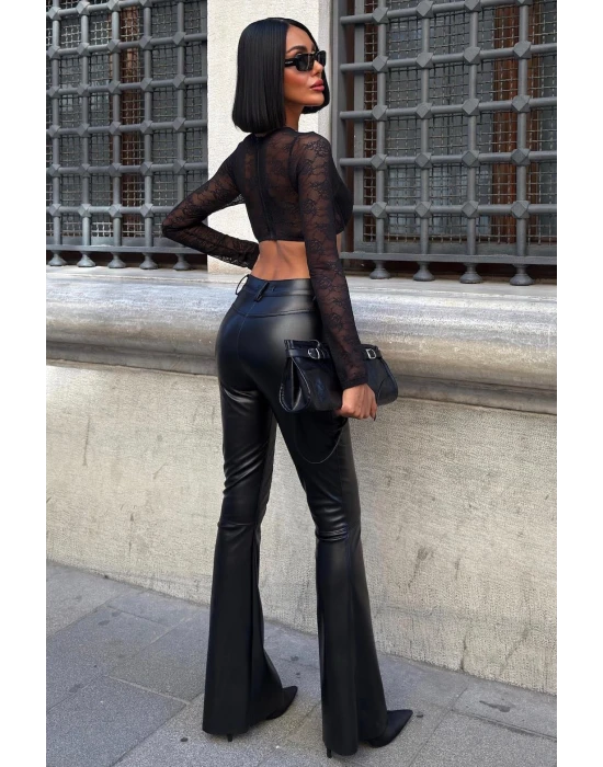 İspanyol Paça Deri Pantolon