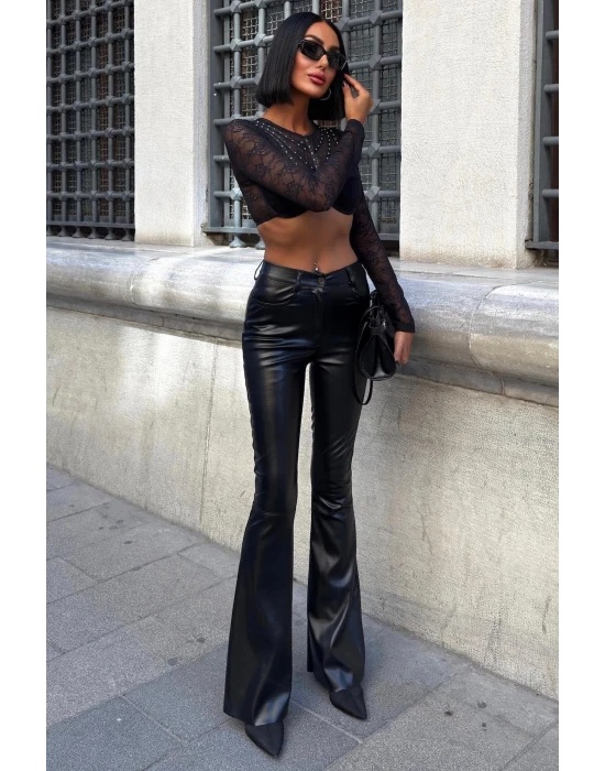 İspanyol Paça Deri Pantolon