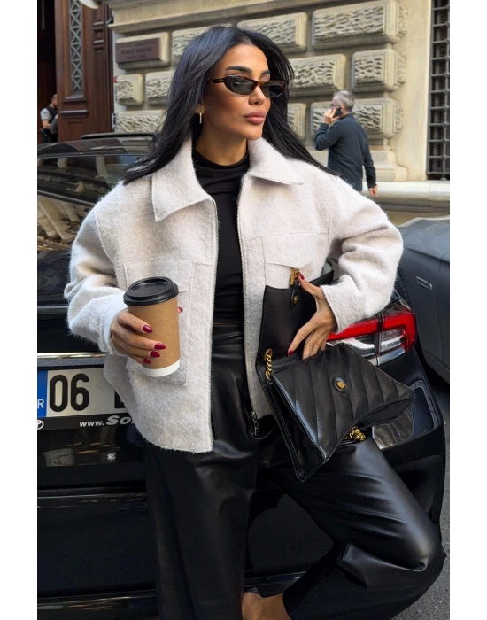 Kamyoner Yaka Kaşe Ceket