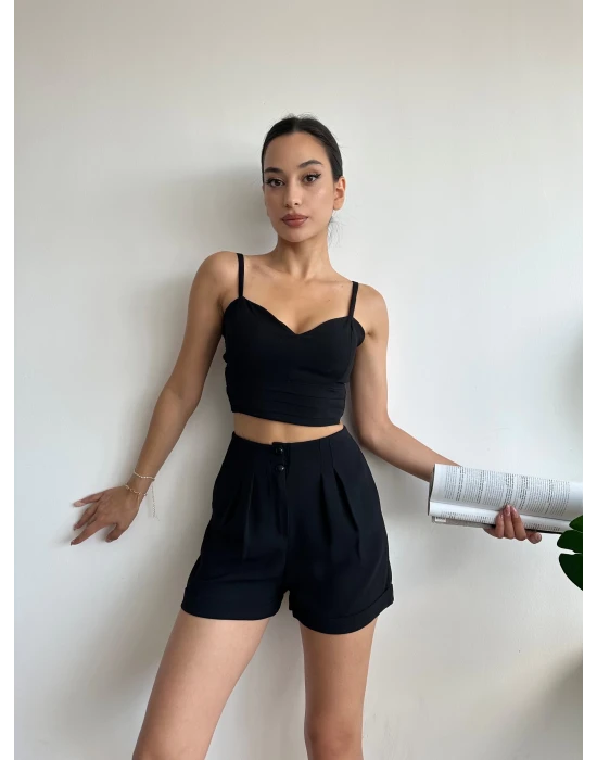 Pileli Şort Takım