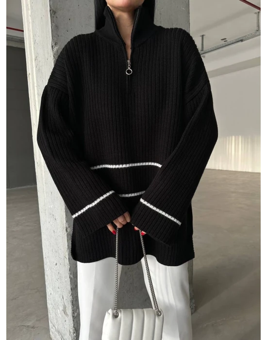 Yırtmaçlı Salaş Triko Kazak