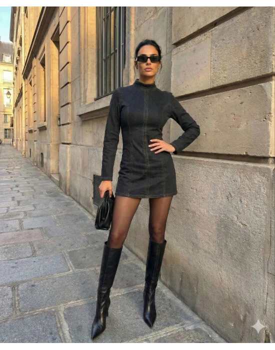 Zara Model Denim Elbise