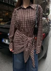 Şal Detaylı Ekose Gömlek