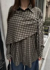 Şal Detaylı Ekose Gömlek