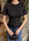Dantel Korseli Tişört