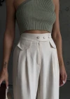 Cep Detaylı Keten Pantolon