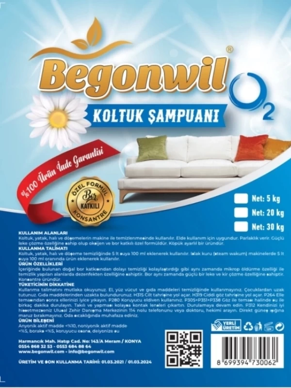 Begonwil Konsantre Koltuk Şampuanı 5 Litre