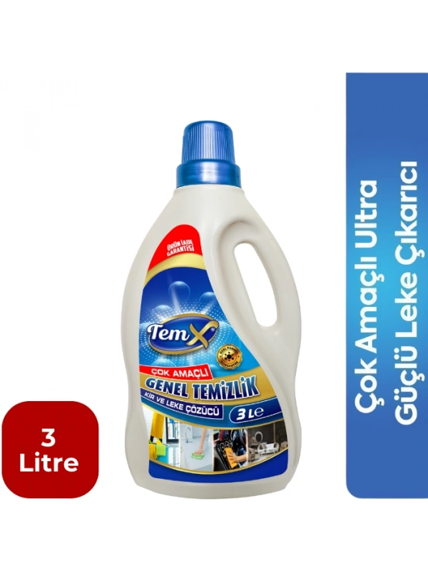 TEMX Konsantre Plus Ultra Güçlü Genel Temizlik Kir ve Leke Çözücü 3 Litre
