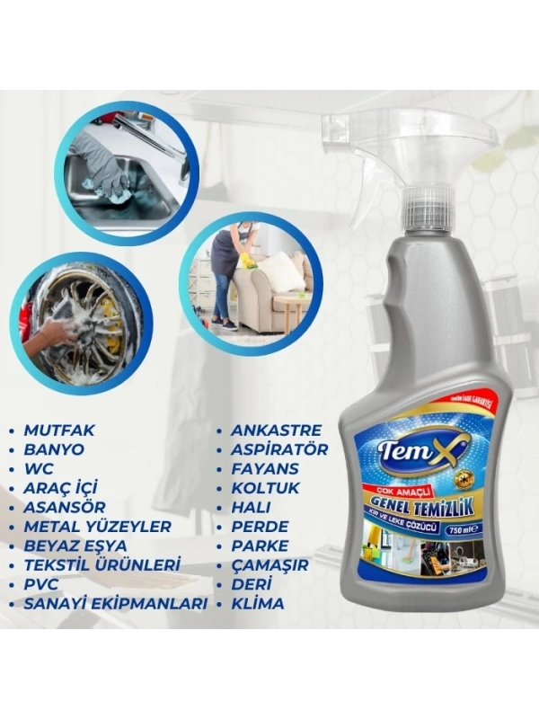 TEMX Konsantre Plus Ultra Güçlü Genel Temizlik Kir ve Leke Çözücü 750 ml.
