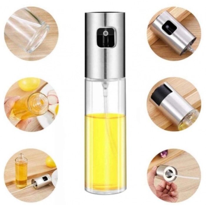 Mutfak Zeytinyağı Sirke Sos Yağdanlık Sprey Başlıklı Şeffaf 100 ml Çok Amaçlı Spreyli Cam Şişe
