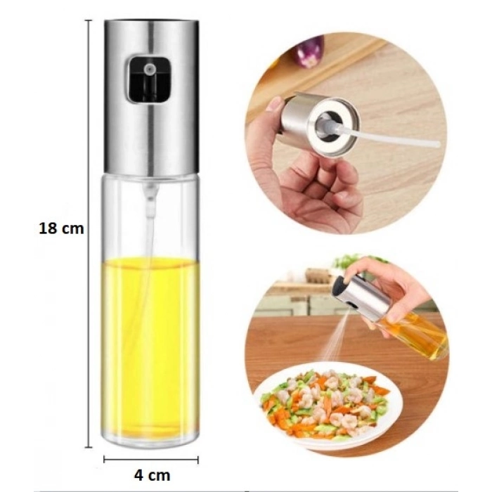 Mutfak Zeytinyağı Sirke Sos Yağdanlık Sprey Başlıklı Şeffaf 100 ml Çok Amaçlı Spreyli Cam Şişe