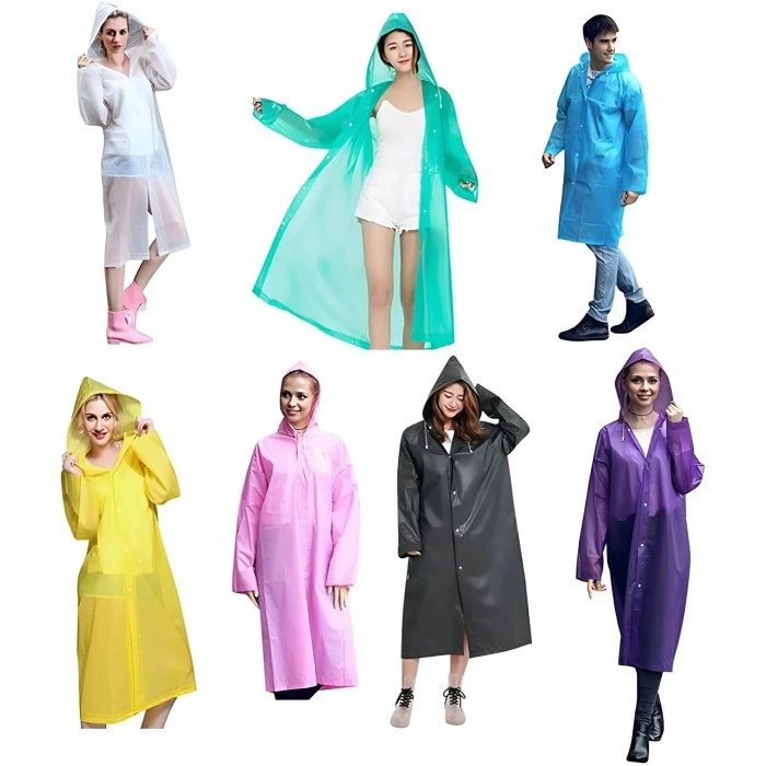 Su Geçirmez Kapüşonlu Unisex Dayanıklı Pratik Hafif Şeffaf Çıtçıtlı Koruyucu Eva Yağmurluk Gri