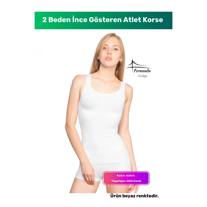 2 Beden İnce Görünüm Kalın Askılı Kadın Atlet Korse Sıkılaştırıcı Şekillendirici Esnek Toparlayıcı