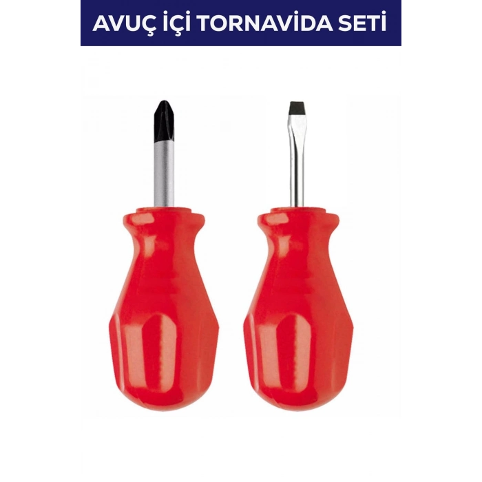 #Tornavida Profesyonel Kalite Pratik Çelik Kompakt Tamir 2li Avuç Içi Tornavida Seti Düz Yıldız