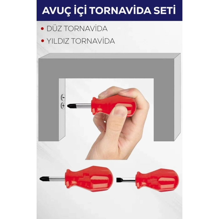 #Tornavida Profesyonel Kalite Pratik Çelik Kompakt Tamir 2li Avuç Içi Tornavida Seti Düz Yıldız