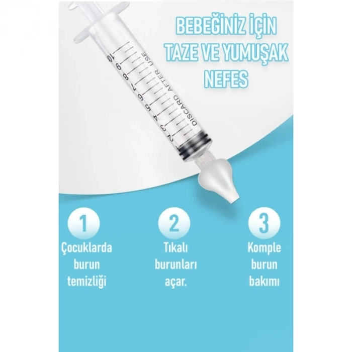Özel Üretim Silikon Uçlu 10ml Hijyenik Nazal Aspiratör Takımı 2li Bebek Burun Temizleme Şırıngası