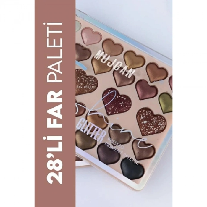 #FarPaleti Yoğun Pigmentli Tozutmayan Kalp Far 28li Sedefli Shine Kalp Far Paleti 2li Set