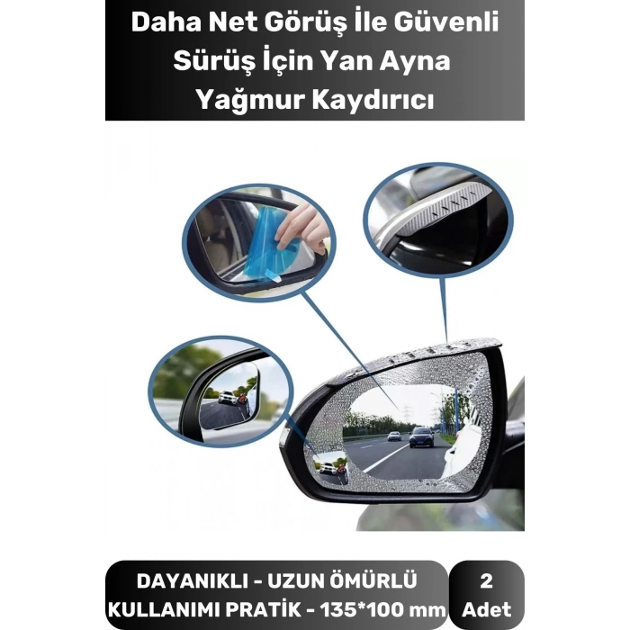 2li Universal Araç Uyumlu Oto Dikiz Aynası Filmi Yağmur Cam Film Araba Buğu Önleyici