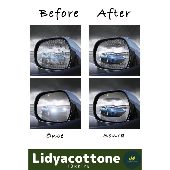 2li Universal Araç Uyumlu Oto Dikiz Aynası Filmi Yağmur Cam Film Araba Buğu Önleyici