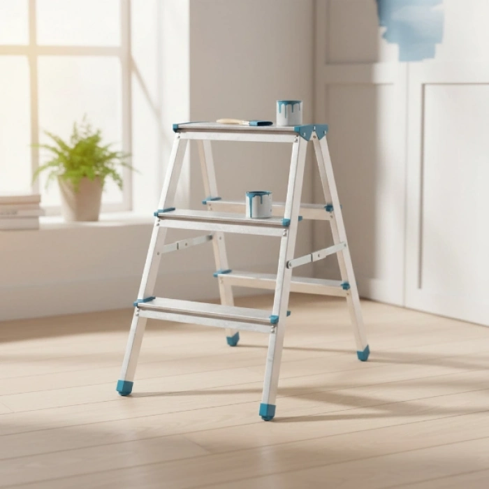 #Merdiven Dayanıklı Pratik Güvenli Katlanabilir 3+3 Çift Basamaklı Alüminyum Metal Merdiven