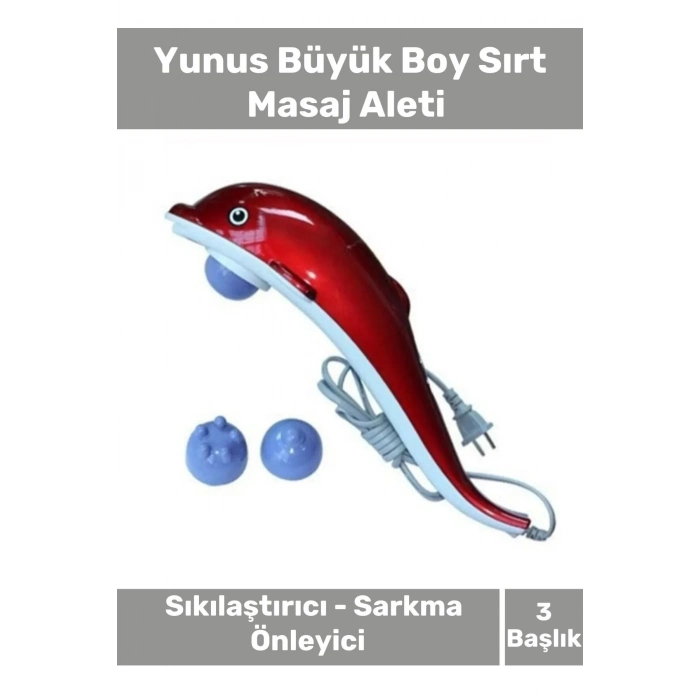 Deluxe Kolay Kullanım Zindelik Rahatlatıcı Boyun Sırt Tüm Vücut 3 Başlıklı Yunus Balığı Masaj Aleti