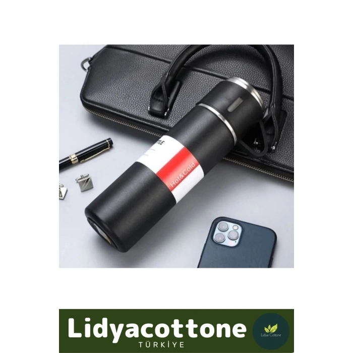 3 Bardaklı Soğuk Sıcak Termos Vakumlu Termos Set Çanta Hediyeli Paslanmaz Çelik 550 Ml