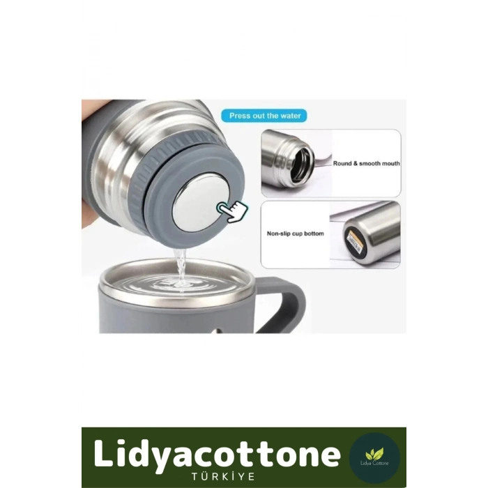 3 Bardaklı Soğuk Sıcak Termos Vakumlu Termos Set Çanta Hediyeli Paslanmaz Çelik 550 Ml