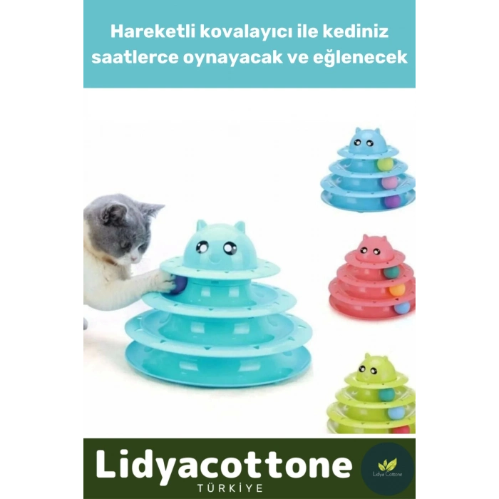 3 Katlı Kedi Oyuncağı Tower Of Tracks Dayanıklı Kaymaz Kauçuk Pedli