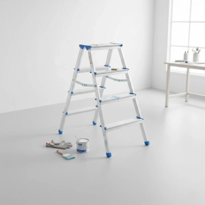 #Merdiven Hafif Dayanıklı Güvenli Katlanabilir Çift Yön 4+4 Çift Basamaklı Alüminyum Metal Merdiven