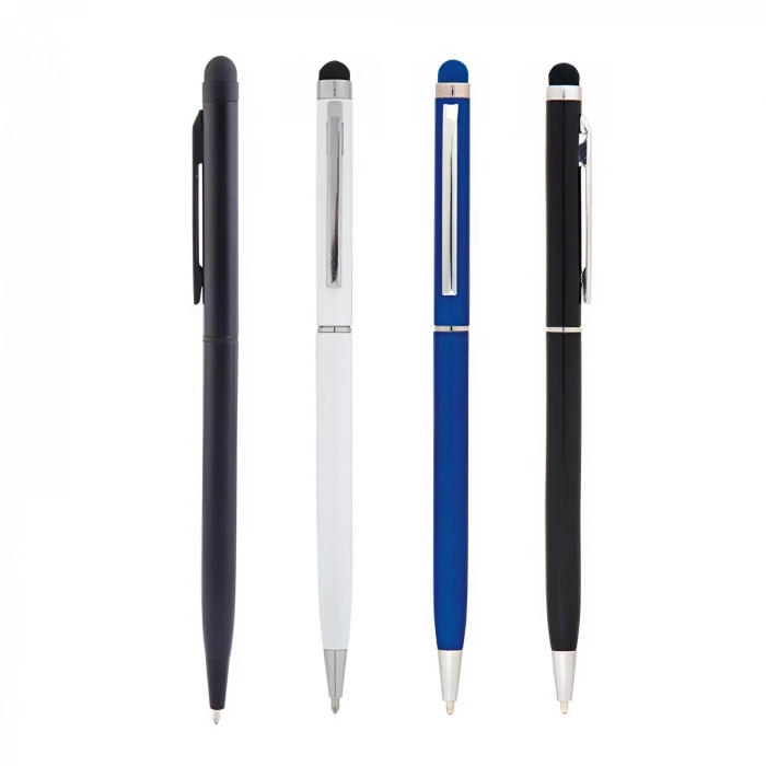 #Kırtasiye Promosyon Logolu Baskılı Şık Kurumsal Dokunmatik Metal Tükenmez Touchpen Kalem Beyaz
