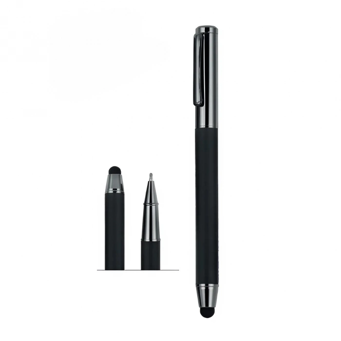 Özel Üretim Lüks Ofis Ergonomik Şık Kurumsal Hediyelik Çelik Gövdeli Jel Metal Roller Kalem Siyah