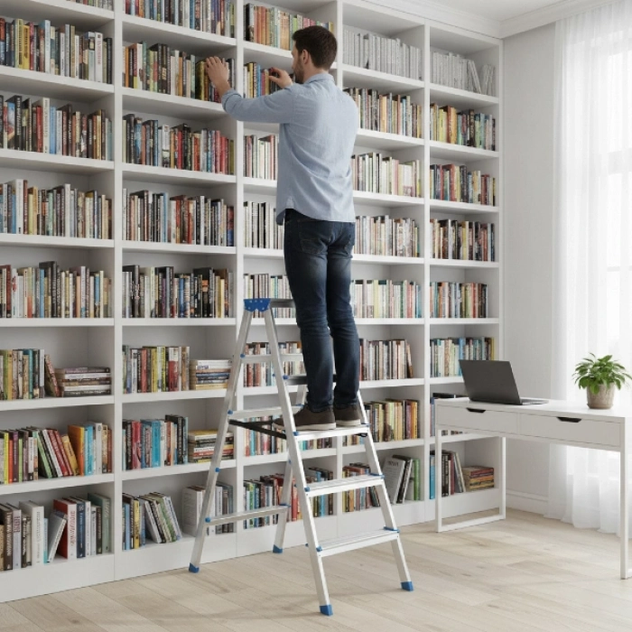 #Merdiven Güvenli Katlanabilir Çift Taraflı Dayanıklı 5+5 Çift Basamaklı Alüminyum Metal Merdiven