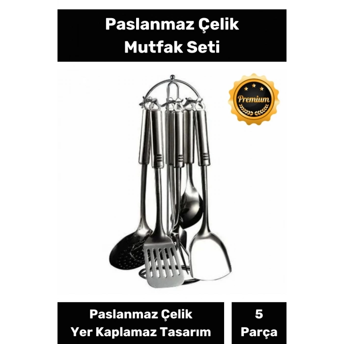 5 Parçadan Oluşan Sağlam Fonksiyonel Paslanmaz Çelik Şık Dekoratif Mutfak Seti