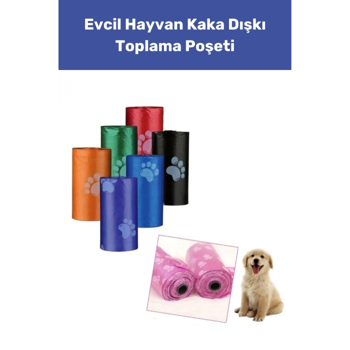 60 Adet Rulo Evcil Hayvan Köpek Dışkı Toplama Kaka Rulosu Torbası Poşeti Kedi Köpek Dışkı Poşet
