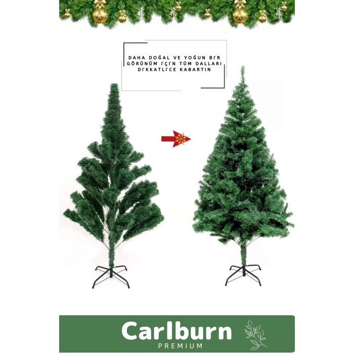 Premium Kutu Süsleme Seti Yılbaşı Çam Ağacı Renkli Işığı Yeni Yıl Süsleri Noel Paketi 110 Cm 110 Dal