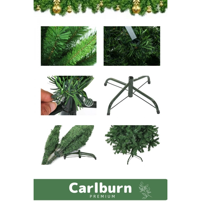 Premium Kutu Süsleme Seti Yılbaşı Çam Ağacı Renkli Işığı Yeni Yıl Süsleri Noel Paketi 110 Cm 110 Dal