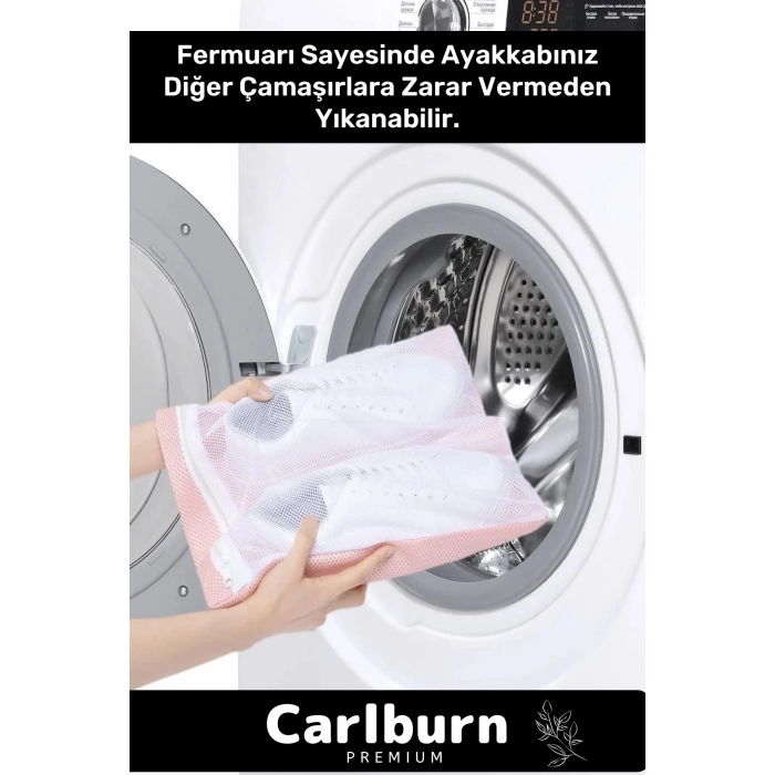 Premium Serisi Özel Fermuarlı Koruyucu Leke Çıkartıcı Ayakkabı Çamaşır Yıkama Torbası Filesi 2 Adet