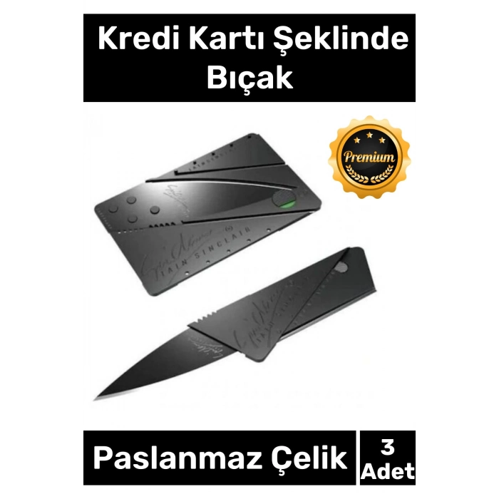 Özel Üretim Sağlam Dayanıklı Yer Kaplamaz Cep Cüzdan Kredi Kartı Şeklinde Kutusuz Bıçak - 3 Adet