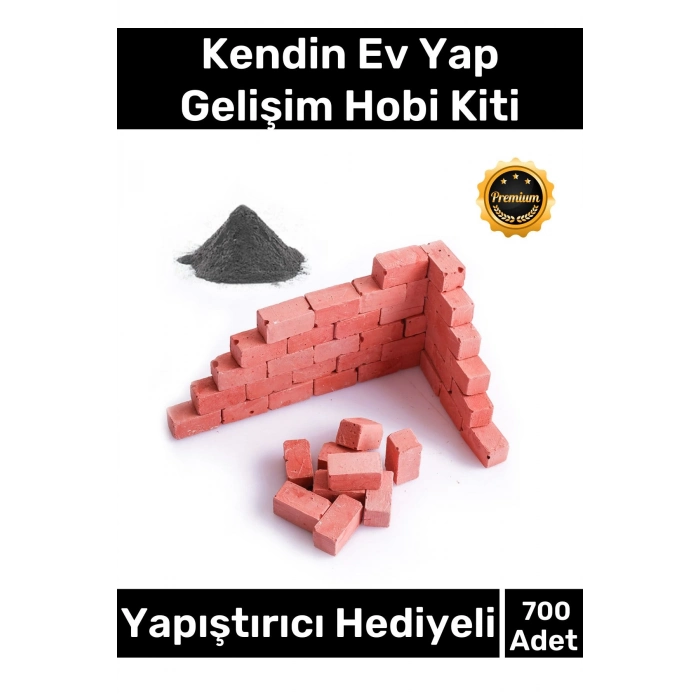 Premium Minyatür Mini Kendin Ev Yap Inşaat Yapı 700 Adet Tuğla Hobi Seti - Yapıştırıcı Hediyeli Kit