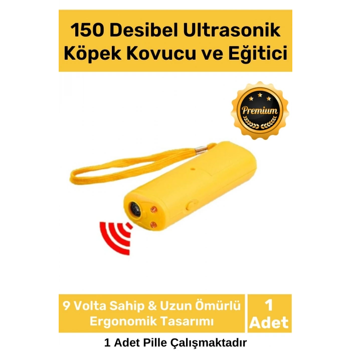 Premium Seri Ergonomik Pilli 9 Volt 150 Desibel Ledli Flaş Ultrasonik Köpek Uzaklaştırıcı Eğitici