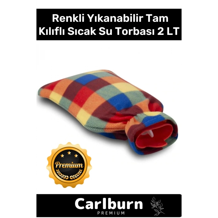 Premium Büyük Boy Kauçuk Yıkanabilir Polar Kılıflı Termofor Regl Kötü Hava Sıcak Su Torbası 2 Lt