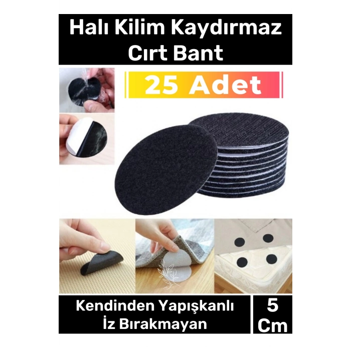 Premium Halı Kilim Sabitleyici Koltuk Kaydırmaz Kendinden Yapışkanlı Yıkanabilir 25 Adet Cırt Bant
