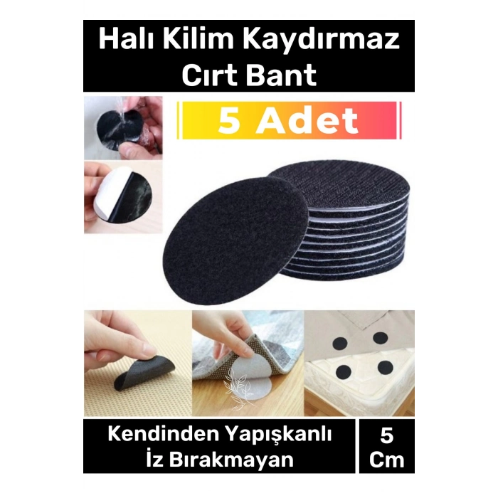 Premium Halı Kilim Sabitleyici Koltuk Kaydırmaz Kendinden Yapışkanlı Yıkanabilir 5 Adet Cırt Bant
