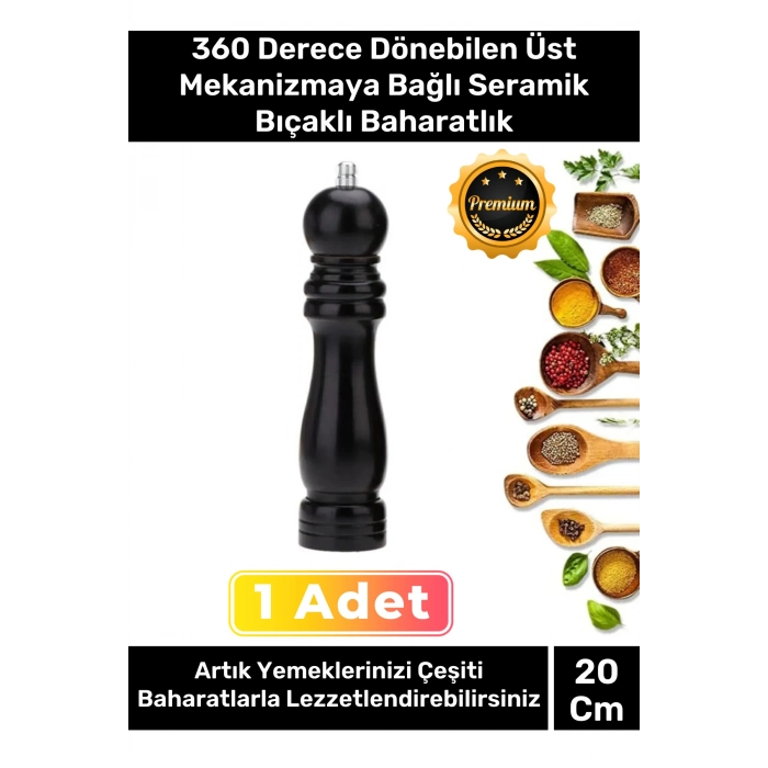 Özel Yüksek Kalite Kullanışlı Mutfak Yemek Ahşap Siyah Tuz Karabiber Baharat Öğütücü Değirmen 20 Cm