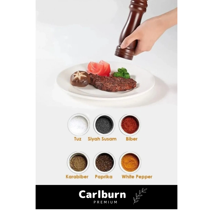 Özel Yüksek Kalite Kullanışlı Mutfak Yemek Ahşap Siyah Tuz Karabiber Baharat Öğütücü Değirmen 20 Cm