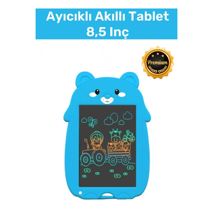 Lcd Ekranlı Kalemli Dijital Çizim Yazı Tahtası Boyama Resim Ayıcıklı Akıllı Tablet 8,5 Inç