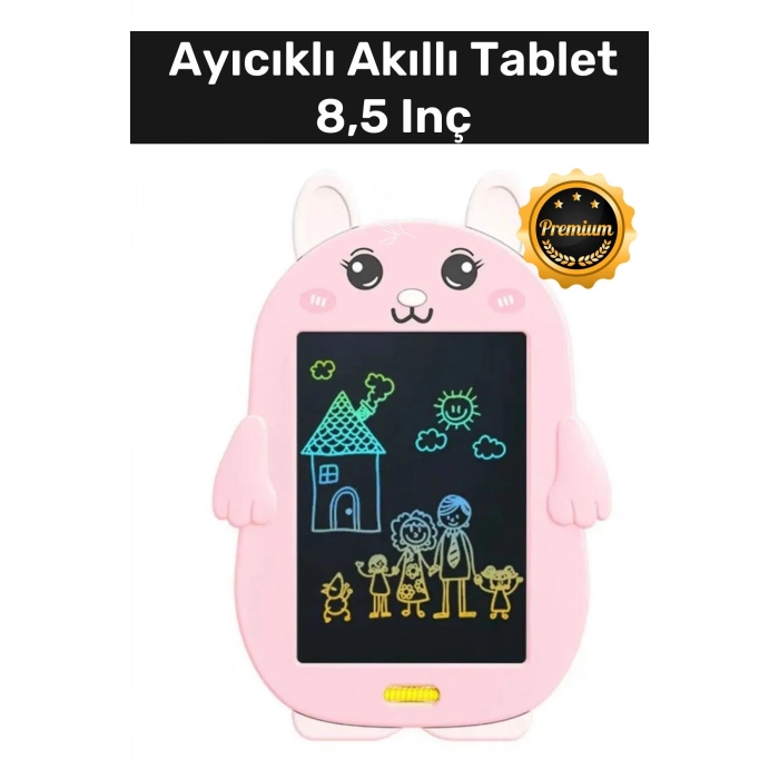 Premium Lcd Ekranlı Kalemli Dijital Çizim Yazı Tahtası Boyama Resim Ayıcıklı Akıllı Tablet 8,5 Inç