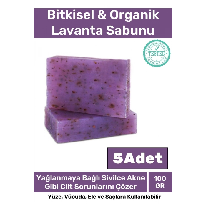 Özel Üretim %100 Doğal Koku Yüz Cilt Beyazlatıcı Organik Nemlendirici Lavanta Sabunu 5 Adet