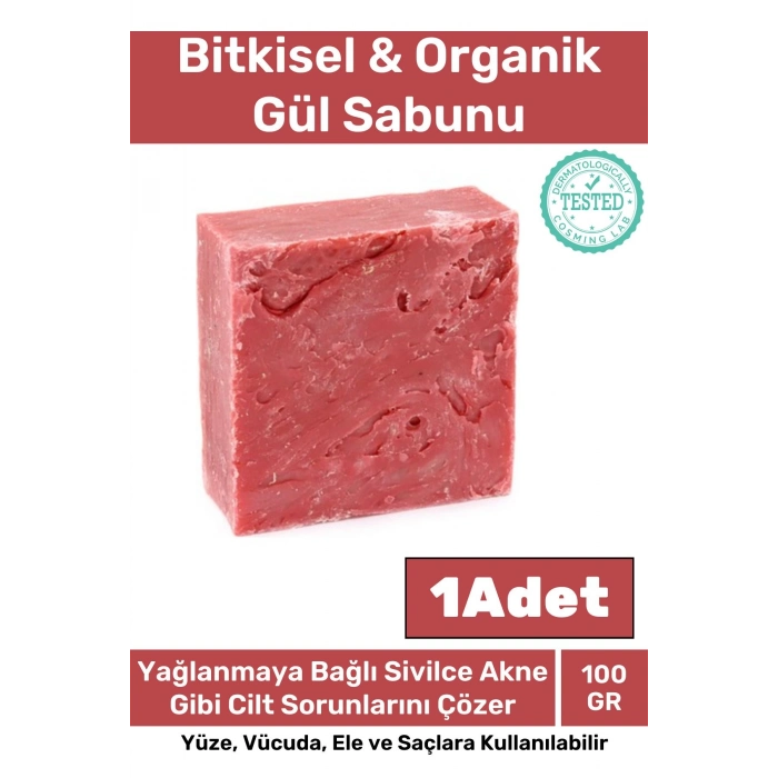 Özel Üretim %100 Doğal Koku Yüz Cilt Beyazlatıcı Organik Nemlendirici Gül Sabunu 1 Adet