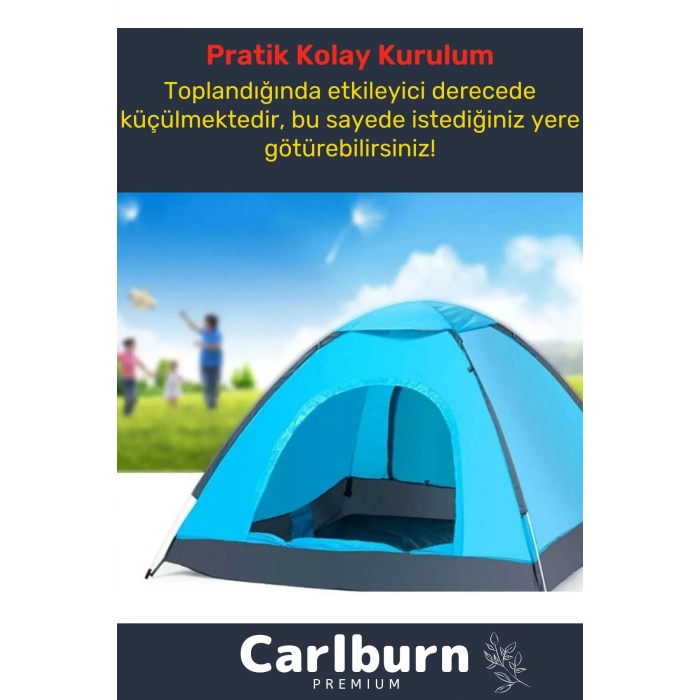 Premium Su Geçirmez Kapı Sineklik Tüllü Dayanıklı Kumaş Pratik Kolay Kurulum 2-3 Kişilik Kamp Çadırı